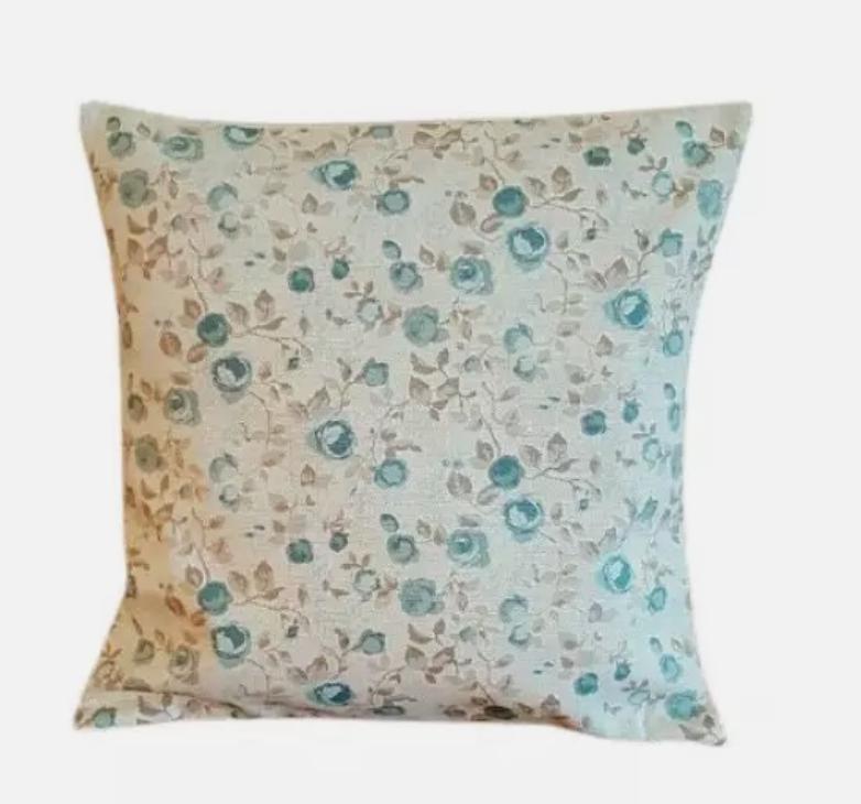 Rose Floral Blue Cushion Cover , Maude Mineral Blue Floral Rose Cushion Cover , Throw Pillow , Scatter Cushions , Cushion Cover UK