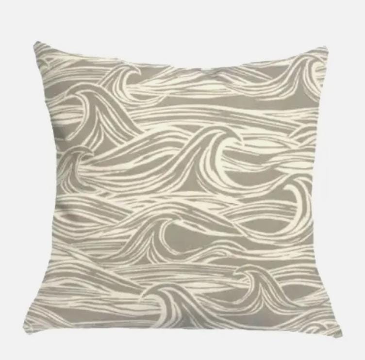 Ocean Waves Grey Cushion Cover , Seaside Nautical Surf Grey Cushion Cover , Throw Pillow , Scatter Cushions , Cushion Cover UK