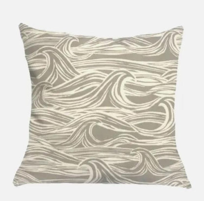 Ocean Waves Grey Cushion Cover , Seaside Nautical Surf Grey Cushion Cover , Throw Pillow , Scatter Cushions , Cushion Cover UK