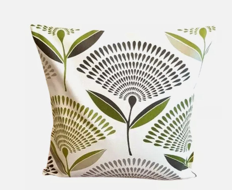 Dandelion Floral Cushion Cover , Lime Green Cushion Cover , Throw Pillow , Scatter Cushions , Cushion Cover UK