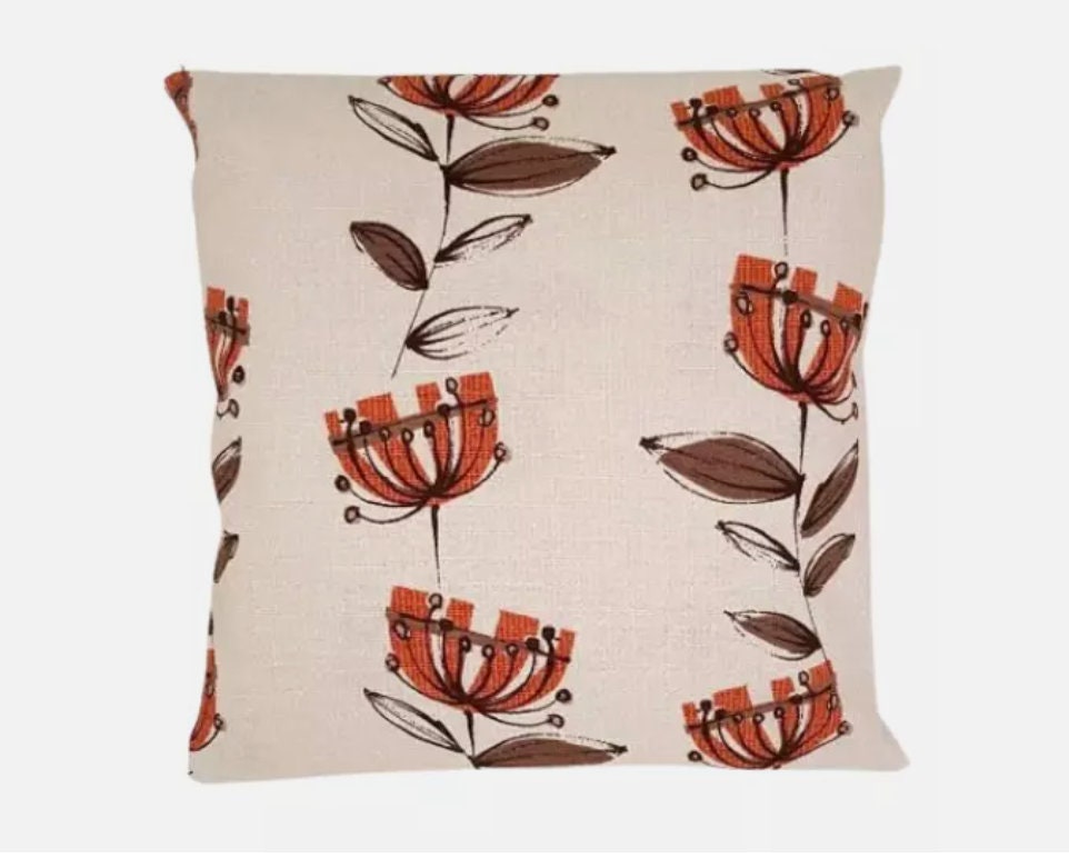 Scandi Floral Cushion Cover , Belfield Kristen Floral Orange Cushion Cover , Throw Pillow , Scatter Cushions , Cushion Cover UK