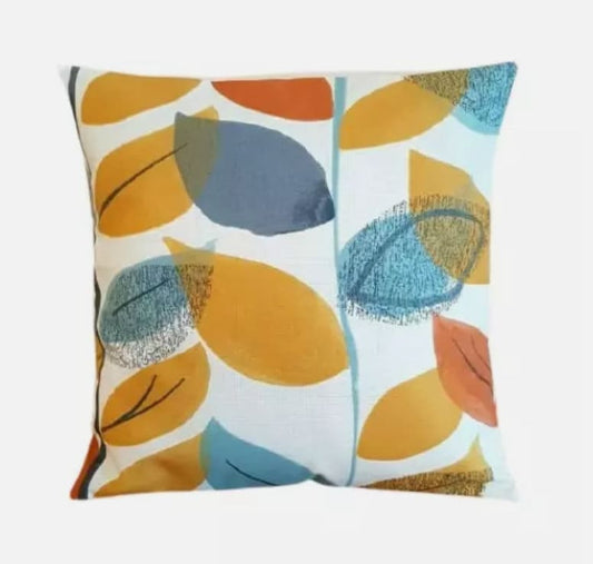 Autumn Leaf Cushion Cover , Orange Tangerine Blue Leaves Cushion Cover , Throw Pillow , Scatter Cushions , Cushion Cover UK