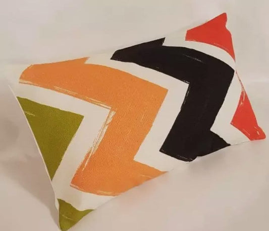 Zig Zag Geometric Cushion Cover , Red Black Orange Green Cushion Cover , Throw Pillow , Scatter Cushions , Cushion Cover UK