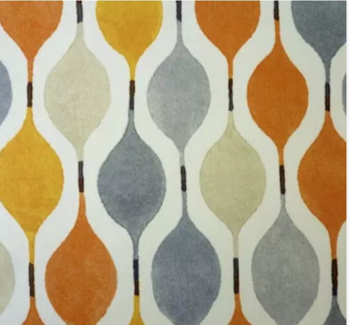 Geometric Orange Cushion Cover , Cotton Throw Pillow , Handmade UK