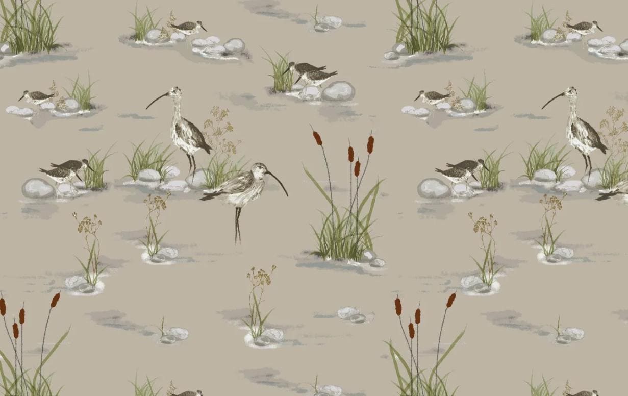 Marshland Wading Birds Cushion Cover , Natural Beige Cushion Cover , Throw Pillow , Scatter Cushions , Cushion Cover UK
