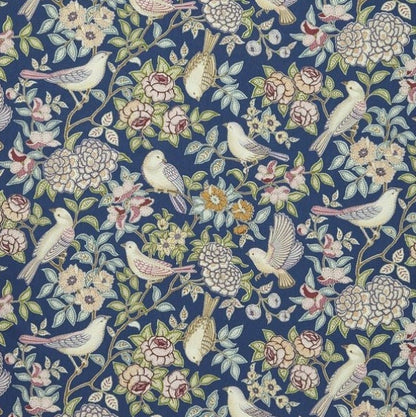 Heritage Midnight Blue Birds Floral Cushion Cover , Throw Pillow , Scatter Cushions , Cushion Cover UK