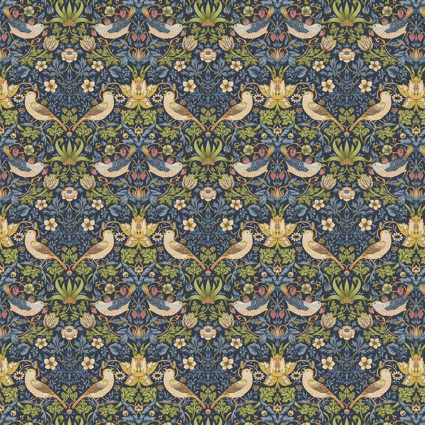 William Morris Strawberry Thief Navy Blue Cushion Cover , Handmade UK