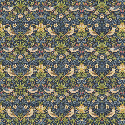 William Morris Strawberry Thief Navy Blue Cushion Cover , Handmade UK