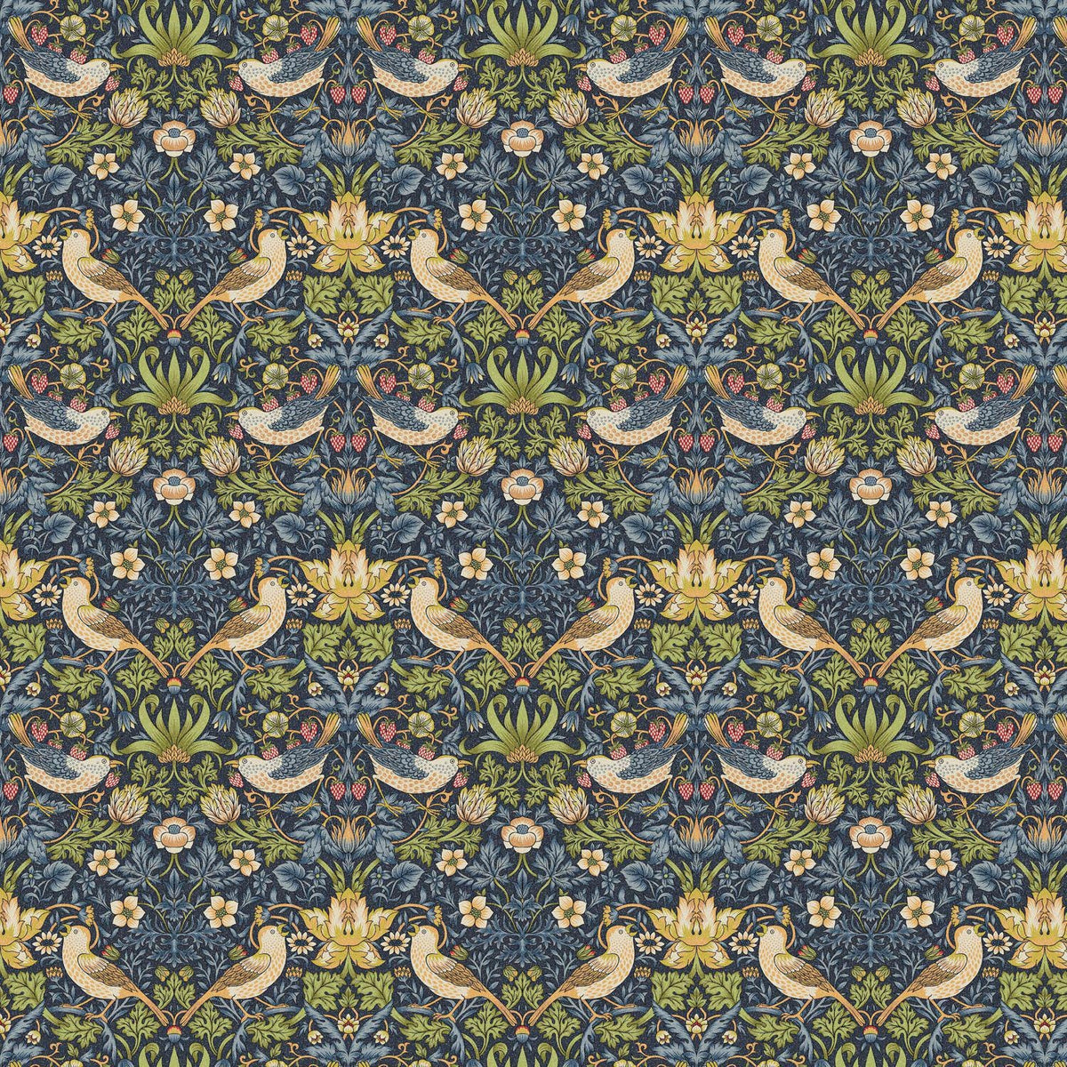 William Morris Strawberry Thief Navy Blue Cushion Cover , Handmade UK