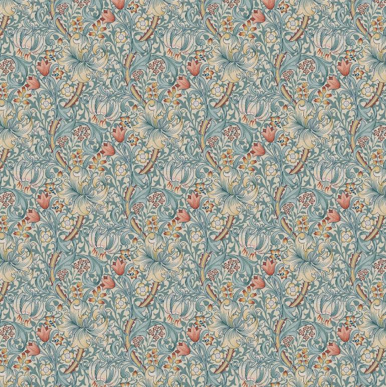 William Morris Golden Lily Cushion Cover , Floral Tourmaline Azure Blue Throw Pillow , Handmade UK