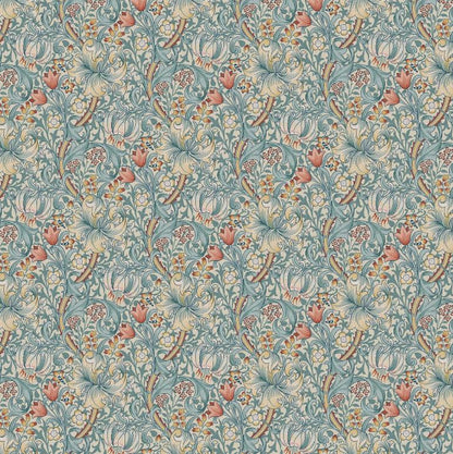 William Morris Golden Lily Cushion Cover , Floral Tourmaline Azure Blue Throw Pillow , Handmade UK