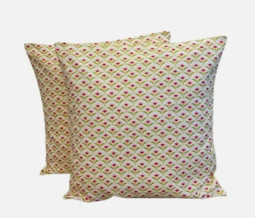 Scandi Floral Flowers Cushion Cover , iLiv Pink Green Posy Chintz Floral Cushion Cover , Throw Pillow , Scatter Cushions , Cushion Cover UK