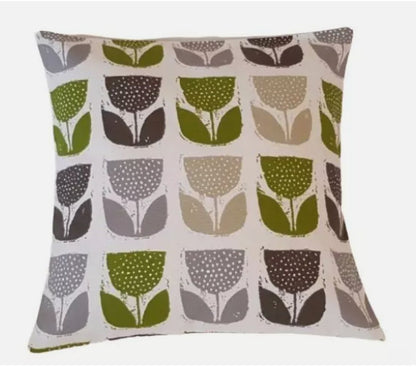 Tulip Floral Cushion Cover , Scandi Floral Green Lime Grey Cushion Cover , Throw Pillow , Scatter Cushions , Cushion Cover UK