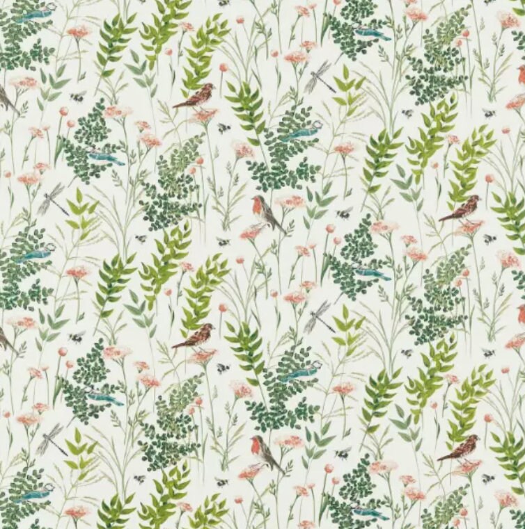 Birds Floral Cushion Cover , Gardenia Blush Green Pink Cushion Cover , Throw Pillow , Scatter Cushions , Cushion Cover UK