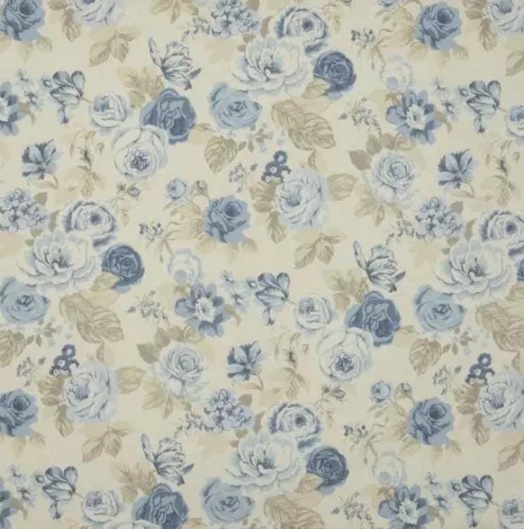 Blue Rose Floral Cushion Cover: Handmade Cotton Throw Pillow