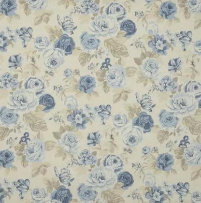 Blue Rose Floral Cushion Cover: Handmade Cotton Throw Pillow