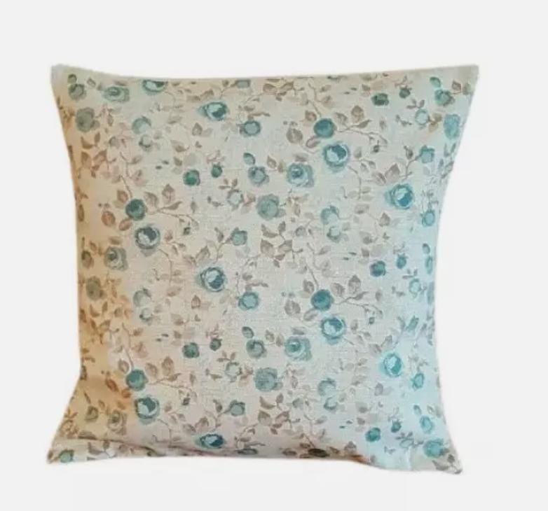 Rose Floral Blue Cushion Cover , Maude Mineral Blue Floral Rose Cushion Cover , Throw Pillow , Scatter Cushions , Cushion Cover UK