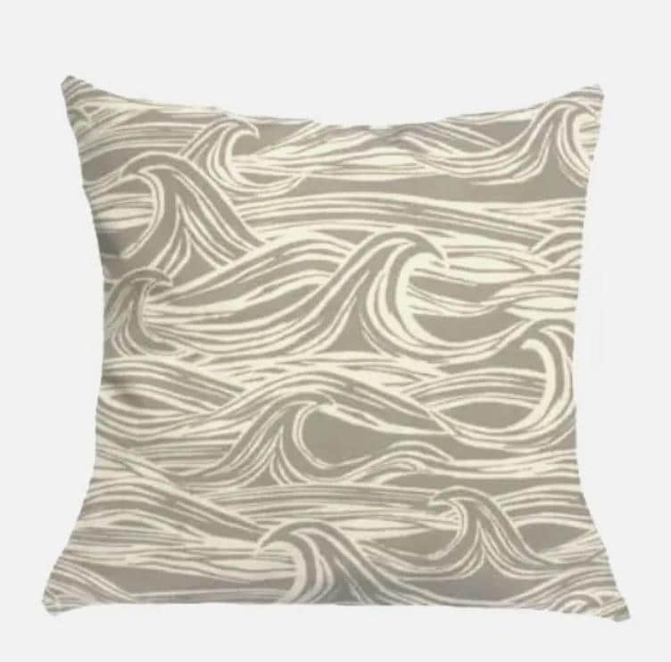 Ocean Waves Grey Cushion Cover , Seaside Nautical Surf Grey Cushion Cover , Throw Pillow , Scatter Cushions , Cushion Cover UK