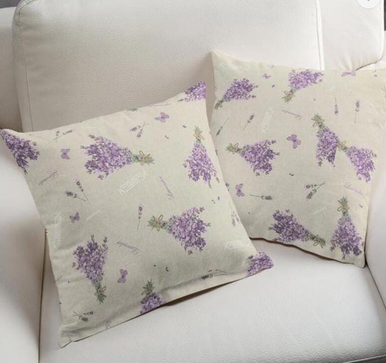 Lavender Bouquet Floral Cushion Cover , Natural Purple Cushion Cover , Lavender Cushion , Throw Pillow , Scatter Cushions , Cushion Cover UK