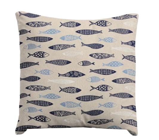 Abstract Fish Cushion Cover , Sardine Cushion Cover , Scandi Fish Cushion Cover , Throw Pillow , Scatter Cushions , Cushion Cover UK
