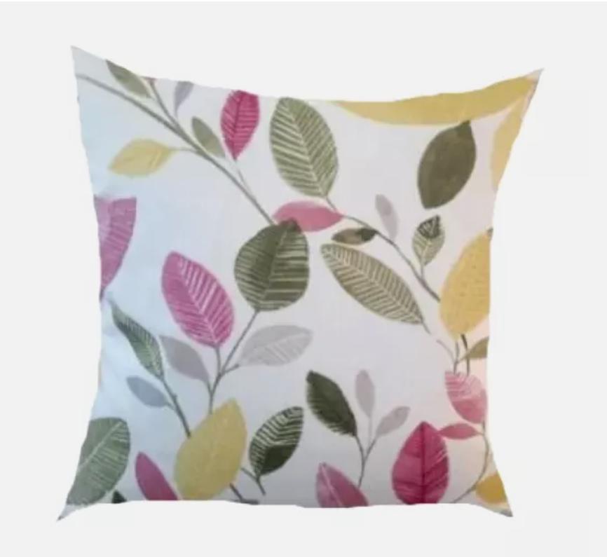 Leaves Leaf Cushion Cover , Molveno Chintz Pink Leaf Leaves Cushion Cover , Throw Pillow , Scatter Cushions , Cushion Cover UK