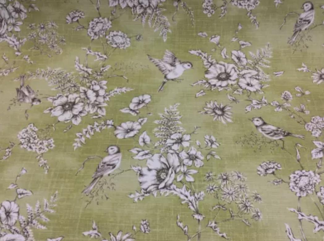 Finch Toile Willow Cushion Cover , Bird Floral Cushion Cover , Green Cushion Cover , Throw Pillow , Scatter Cushions , Cushion Cover UK