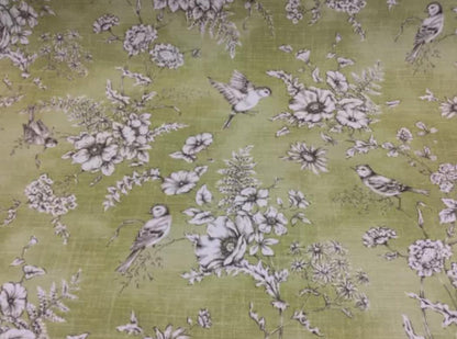 Finch Toile Willow Cushion Cover , Bird Floral Cushion Cover , Green Cushion Cover , Throw Pillow , Scatter Cushions , Cushion Cover UK