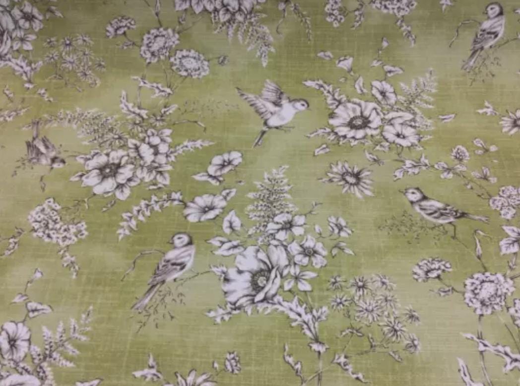 Finch Toile Willow Cushion Cover , Bird Floral Cushion Cover , Green Cushion Cover , Throw Pillow , Scatter Cushions , Cushion Cover UK