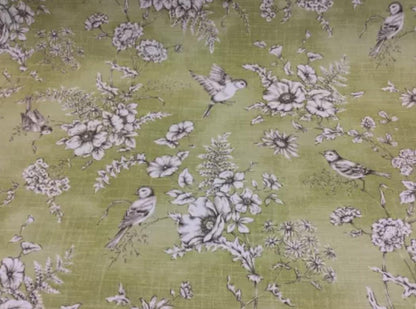 Finch Toile Willow Cushion Cover , Bird Floral Cushion Cover , Green Cushion Cover , Throw Pillow , Scatter Cushions , Cushion Cover UK