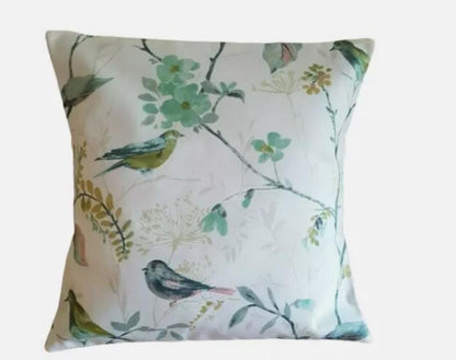 Birdsong Willow Green Birds Cushion Cover , Throw Pillow , Scatter Cushions , Cushion Cover UK