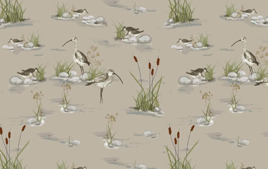 Marshland Wading Birds Cushion Cover , Natural Beige Cushion Cover , Throw Pillow , Scatter Cushions , Cushion Cover UK