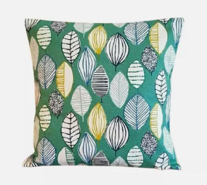 Leaf Leaves Green Cushion Cover , Canyon Lagoon Petrol & Sea Green Teal Cushion Cover , Throw Pillow , Scatter Cushions , Cushion Cover UK