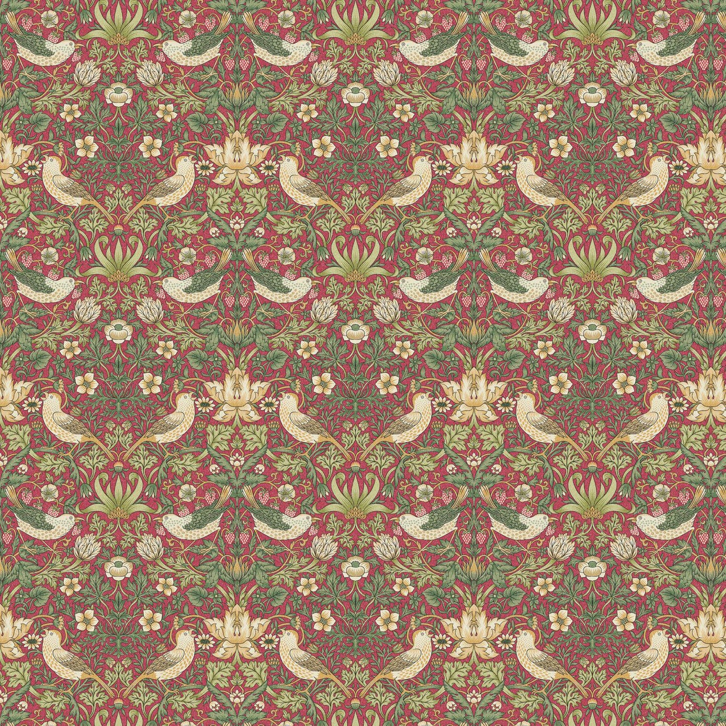 William Morris Strawberry Thief Cushion Cover , Crimson Red Throw Pillow , Handmade UK