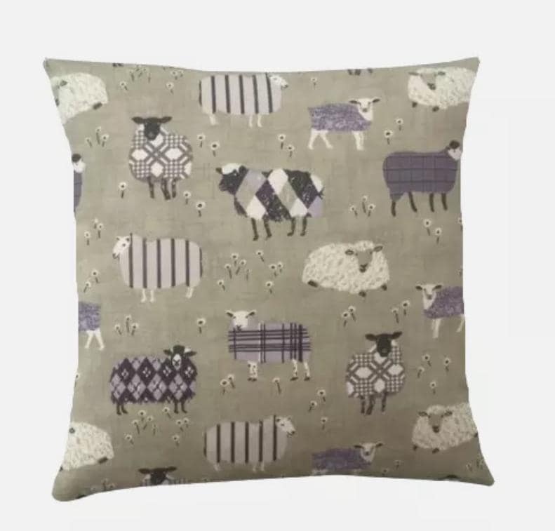 Baa Baa Sheep Cushion Cover , Lavender Purple Natural Cushion Cover , Sheep Cushion Cover , Scatter Cushions , Cushion Cover UK