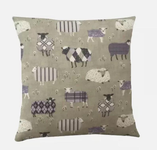 Baa Baa Sheep Cushion Cover , Lavender Purple Natural Cushion Cover , Sheep Cushion Cover , Scatter Cushions , Cushion Cover UK