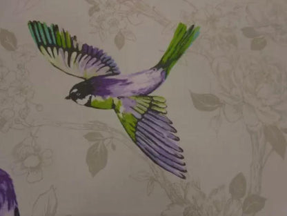 Paradiso Birds Cushion Cover , Beige Purple Cushion Cover , Throw Pillow , Scatter Cushions , Cushion Cover UK