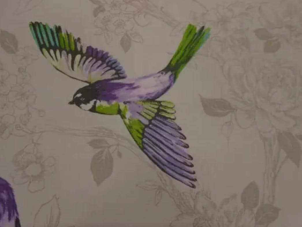 Paradiso Birds Cushion Cover , Beige Purple Cushion Cover , Throw Pillow , Scatter Cushions , Cushion Cover UK