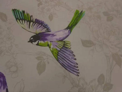 Paradiso Birds Cushion Cover , Beige Purple Cushion Cover , Throw Pillow , Scatter Cushions , Cushion Cover UK