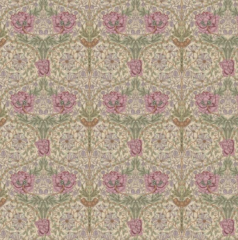 William Morris Honeysuckle Rose Cushion Cover, Floral Pillow