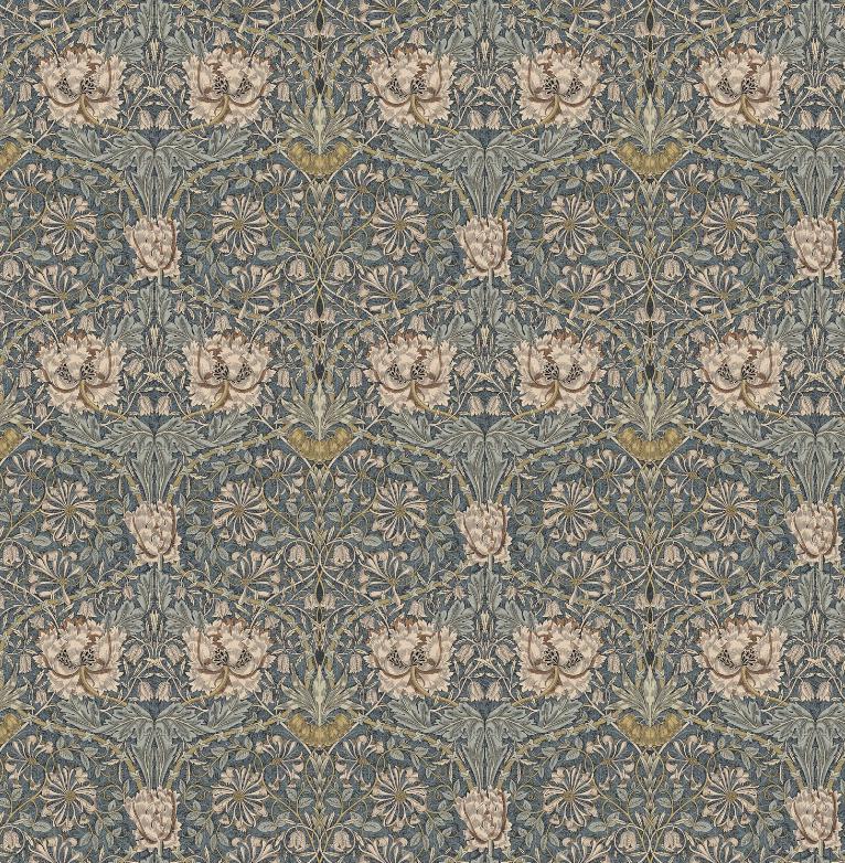 William Morris Honeysuckle Cushion Cover , Steel Grey Throw Pillow , Handmade UK