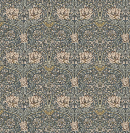 William Morris Honeysuckle Cushion Cover , Steel Grey Throw Pillow , Handmade UK