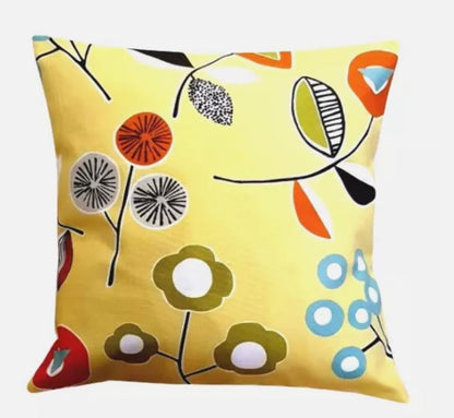 Scandi Floral Cushion Cover: Sierra Margarita Yellow Throw Pillow