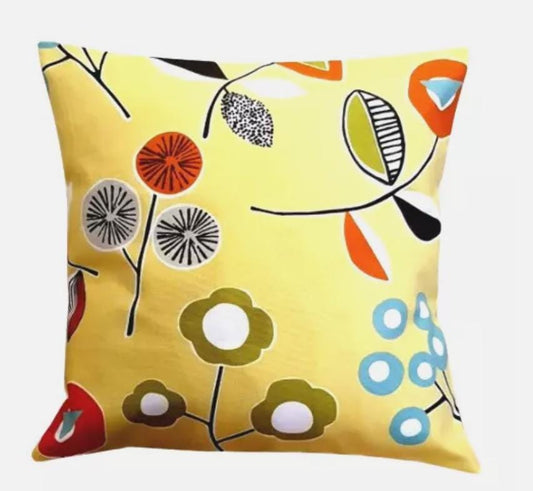 Scandi Floral Cushion Cover: Sierra Margarita Yellow Throw Pillow