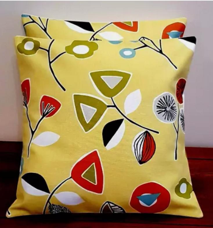 Scandi Floral Cushion Cover: Sierra Margarita Yellow Throw Pillow