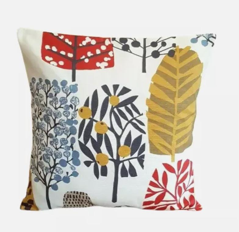 Tree Blossom Cushion Cover , Floral Indigo Cranberry Red Cushion Cover , Throw Pillow , Scatter Cushions , Cushion Cover UK