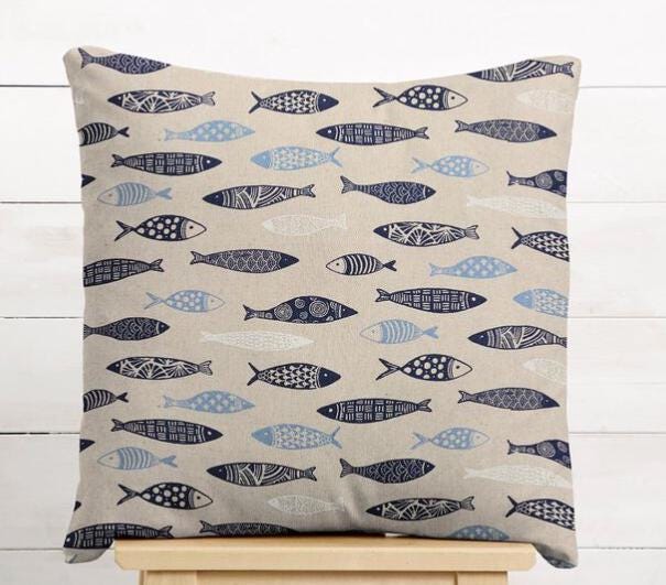 Abstract Fish Cushion Cover , Sardine Cushion Cover , Scandi Fish Cushion Cover , Throw Pillow , Scatter Cushions , Cushion Cover UK
