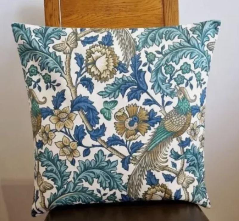 Verdigris Birds Cushion Cover, Oakmere Verdigris Cushion Cover , Teal Green Cushion Cover , Throw Pillow , Scatter Cushions