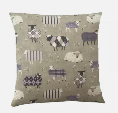 Baa Baa Sheep Cushion Cover , Lavender Purple Natural Cushion Cover , Sheep Cushion Cover , Scatter Cushions , Cushion Cover UK