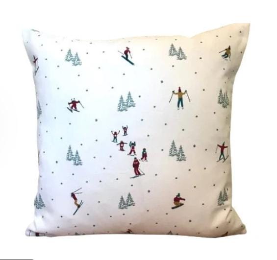 Sophie Allport Skiing Cushion Cover , Ski Snow Cushion Cover , Christmas Cushion Cover , Scatter Cushions , Cushion Cover UK