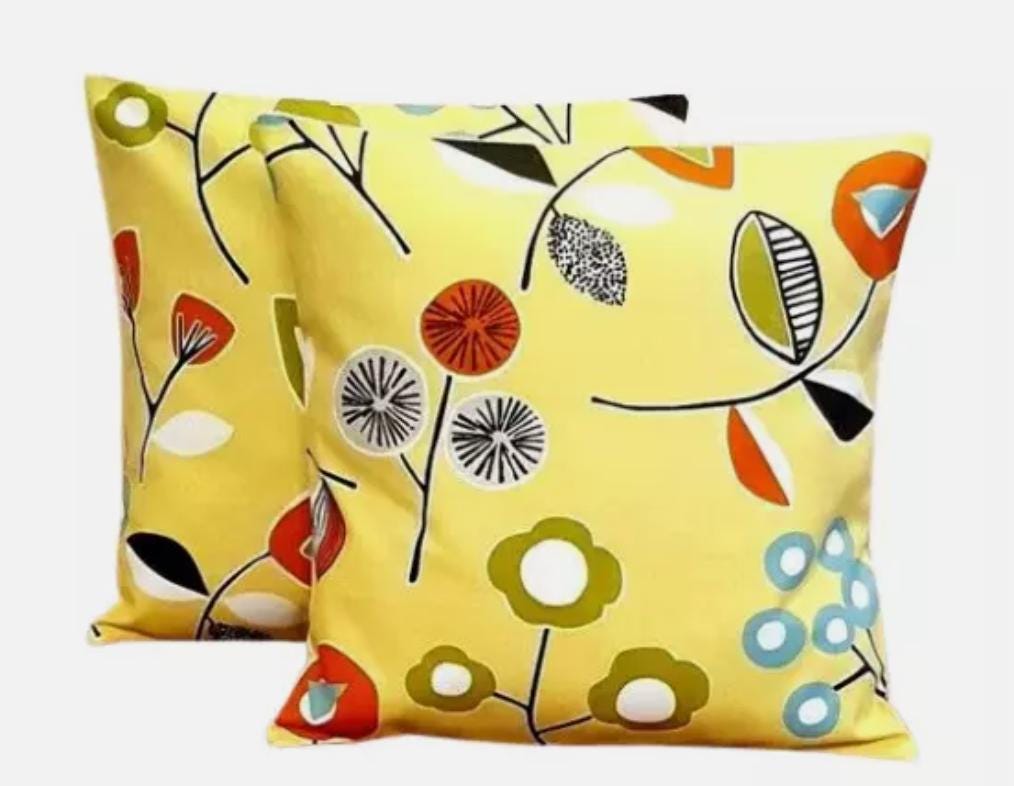 Scandi Floral Cushion Cover: Sierra Margarita Yellow Throw Pillow